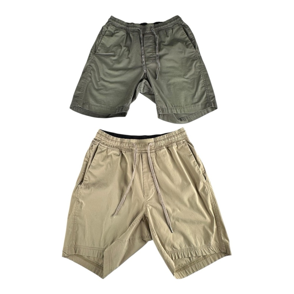lululemon Mens Set of 2 Shorts Size Small Khaki Green Pull On Casual‎ Stretch